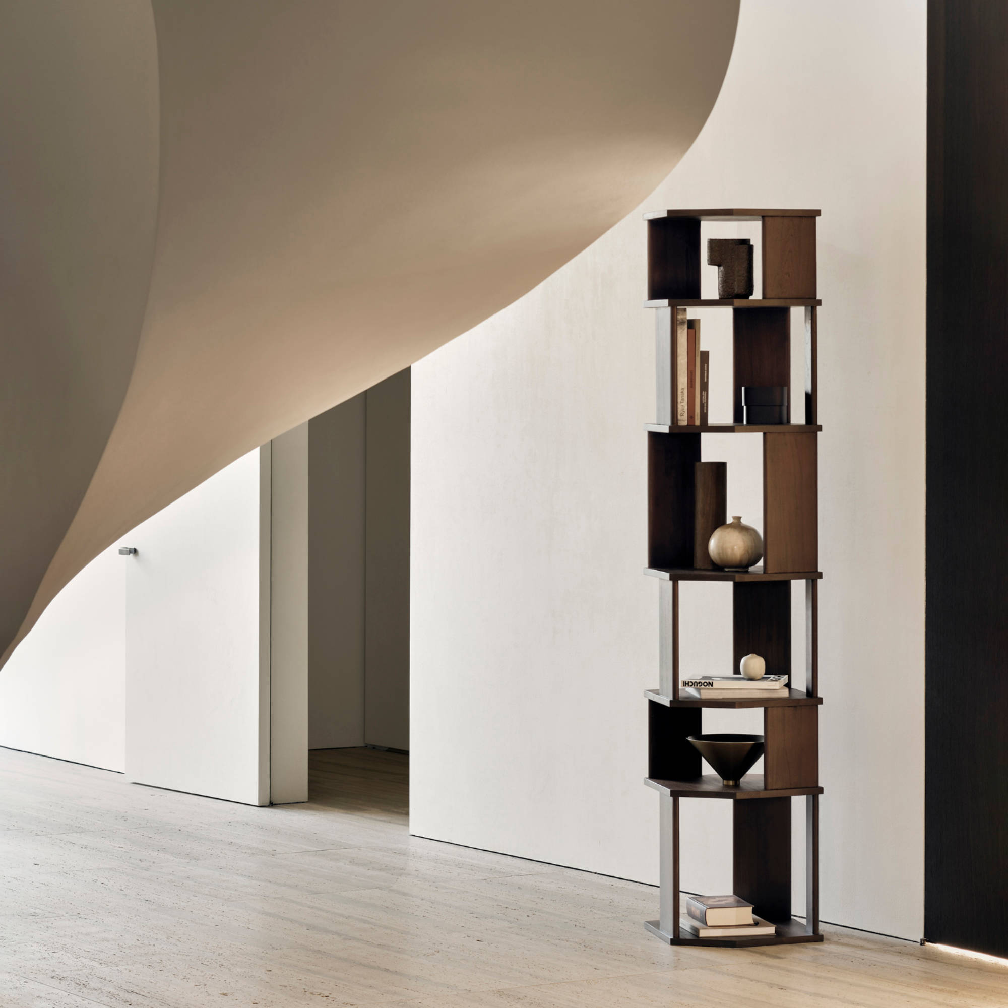 Stairs 10131 Bookcase - Varnished Teak Brown-2