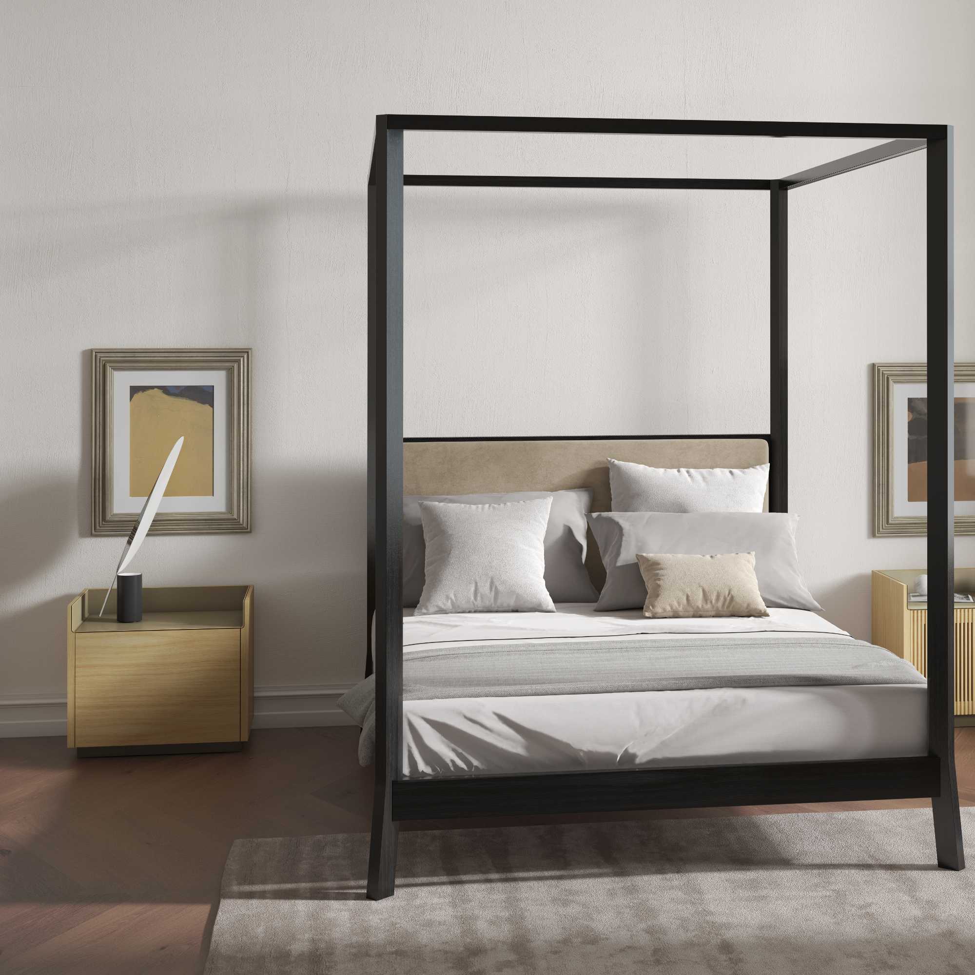 Stockholm STH105.6 Bedside Table - Bronze/Super-Matt Oak/Bronze