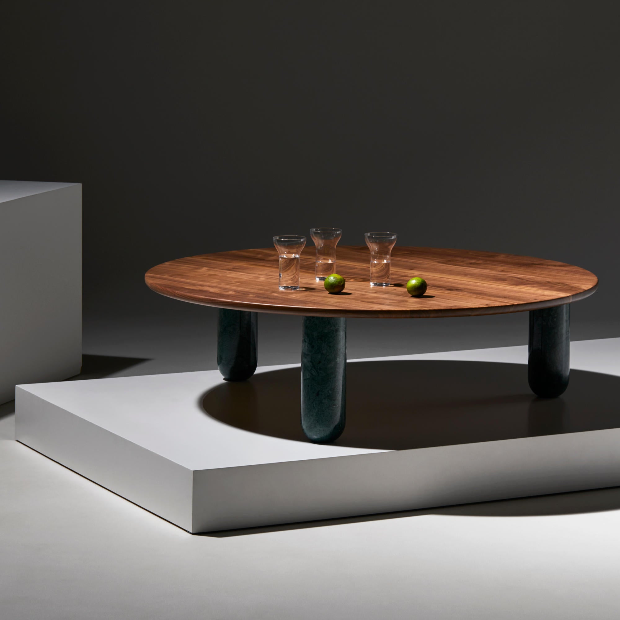Sunday 150 Coffee Table - White Pele De Tigre Marble/Walnut-2