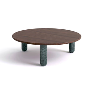 Sunday 120 Coffee Table - Green Indian Marble/Walnut