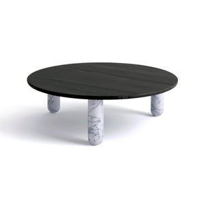 Sunday 120 Coffee Table - White Pele De Tigre Marble/Black Stained Wood