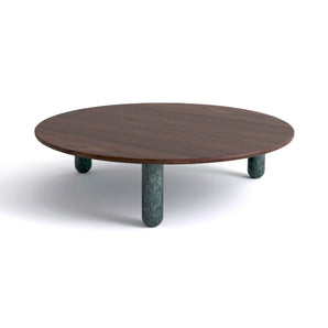 Sunday 150 Coffee Table - Green Indian Marble/Walnut