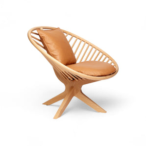 كرسي بذراعين ذو هيكل علوي - بلوط/جلد Elmosoft (43024)