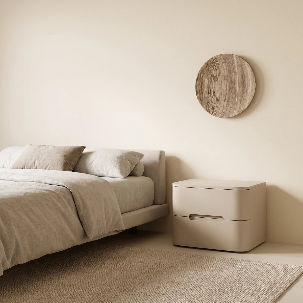 Surf Bedside Table – 50x45x36 / Lacquered Wood (Stone)-2