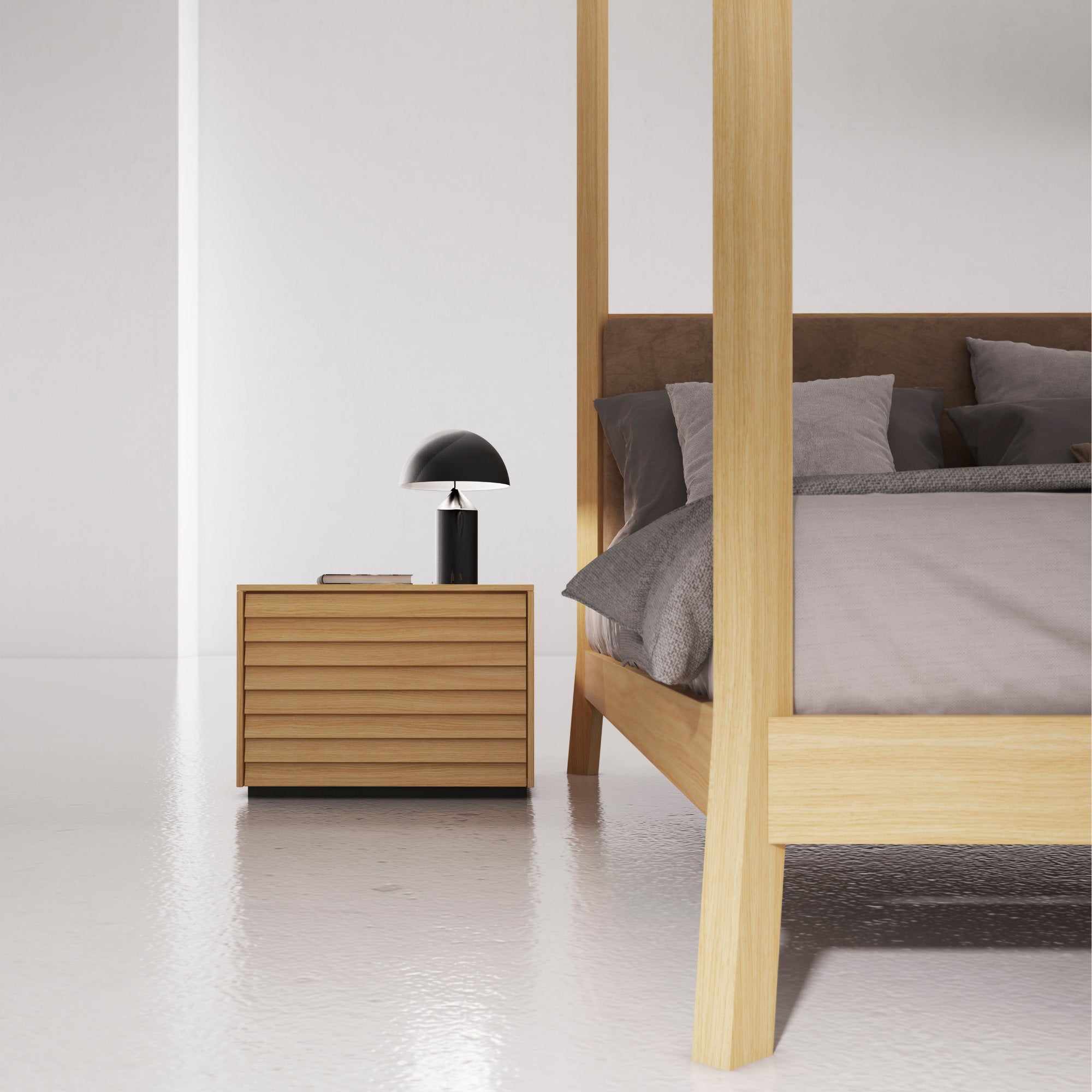 Sussex SSX142 Bedside Table - Black/Whitened Oak