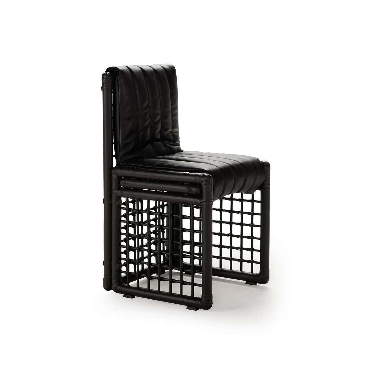 Basilan 0BSLSD01 With Cushion Dining Chair - Matt Chocolate Stained Rattan/Leather 3 (Anilina 07)