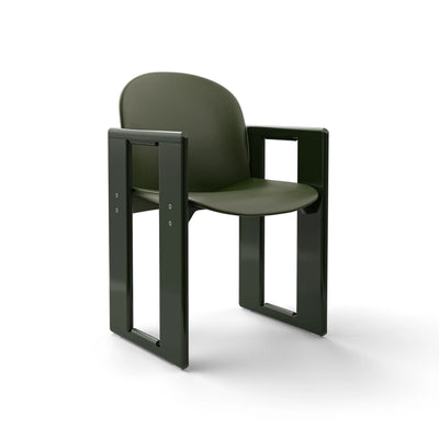 Dialogo 0DLGSD02 Dining Chair - Glossy Lacquered Dark Green T199/Leather 3 (Zareen 03)
