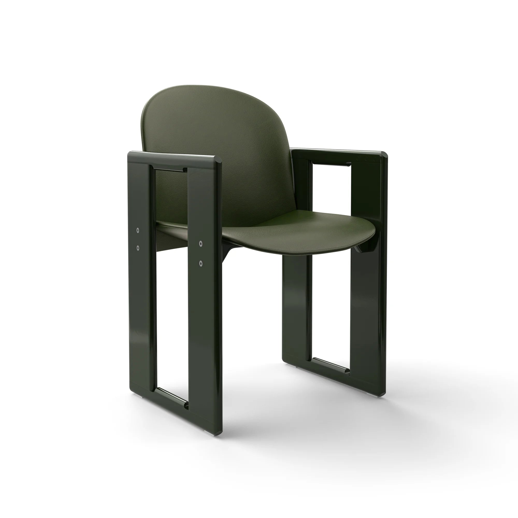 Dialogo 0DLGSD02 Dining Chair - Glossy Lacquered Dark Green T199/Leather 3 (Zareen 03)-1