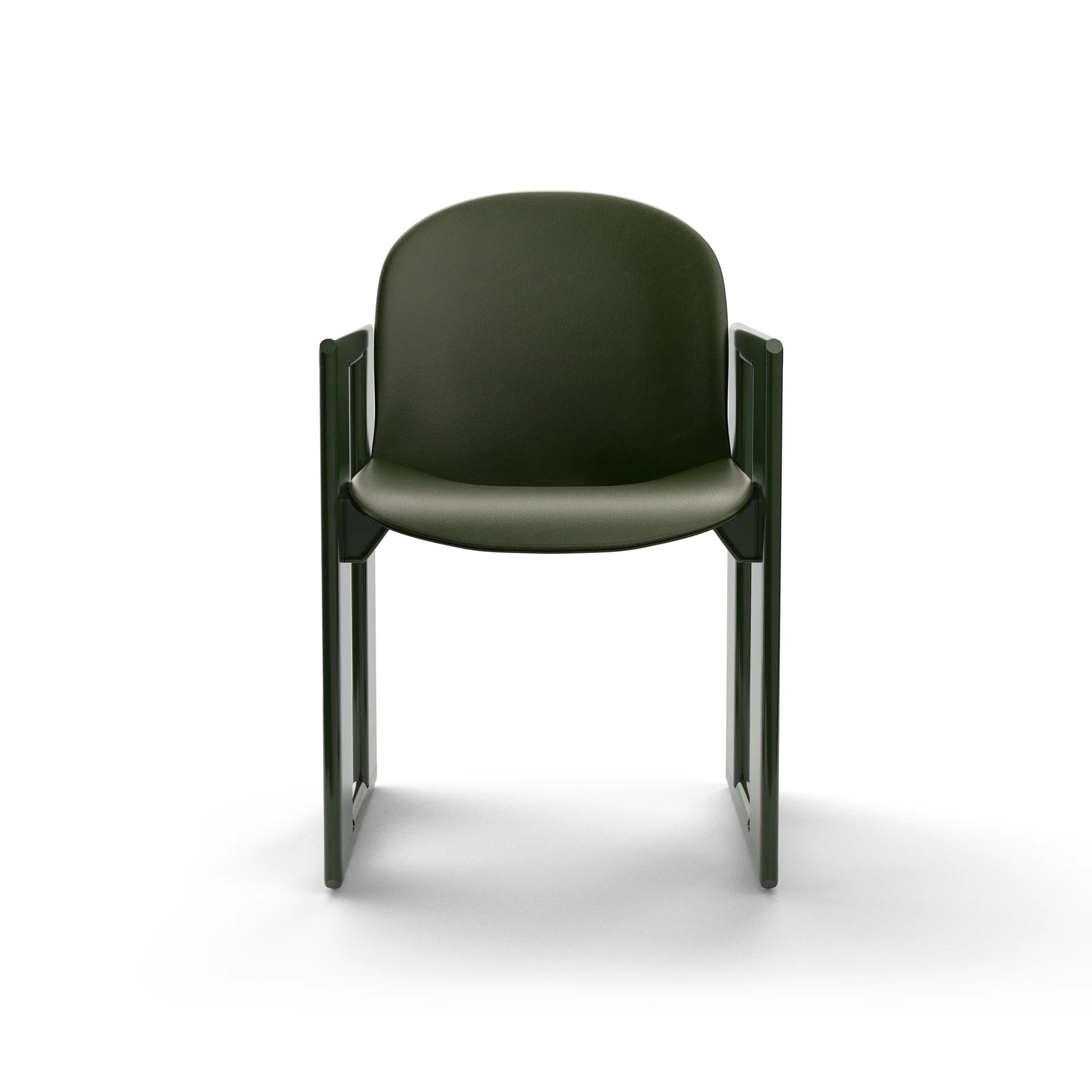 Dialogo 0DLGSD02 Dining Chair - Glossy Lacquered Dark Green T199/Leather 3 (Zareen 03)-3