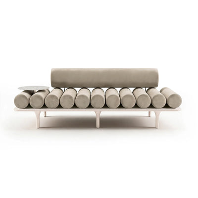 Five to Nine 200 Bench - T201 Glossy Lacquered Powder Pink/T125 Concrete/Fabric U (Ombra 16)