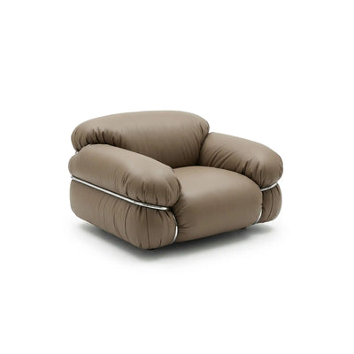 Sesann 110 Armchair - Grey Stained T49 / Polished Chrome T23 / Leather 2 ( Guarana 1300)
