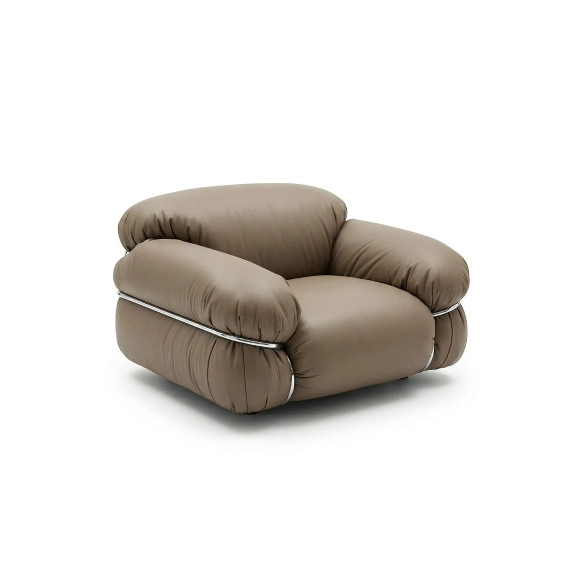 Sesann 110 Armchair - Grey Stained T49 / Polished Chrome T23 / Leather 2 ( Guarana 1300)-1