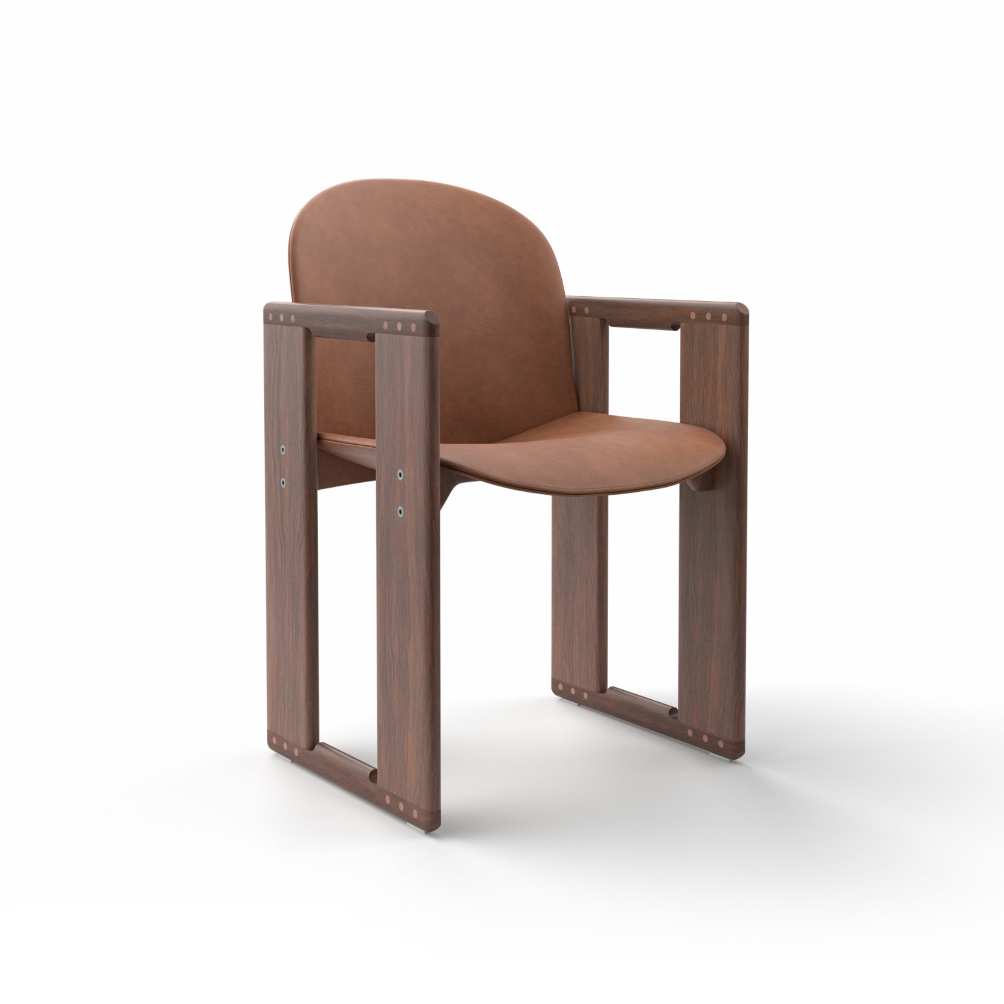Dialogo 0DLGSD02 Dining Chair - Canaletto Walnut T135/Leather Z (Aniline Leather 02)