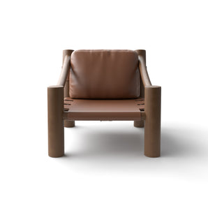 كرسي بذراعين Elephant OELE72 - جوز/جلد