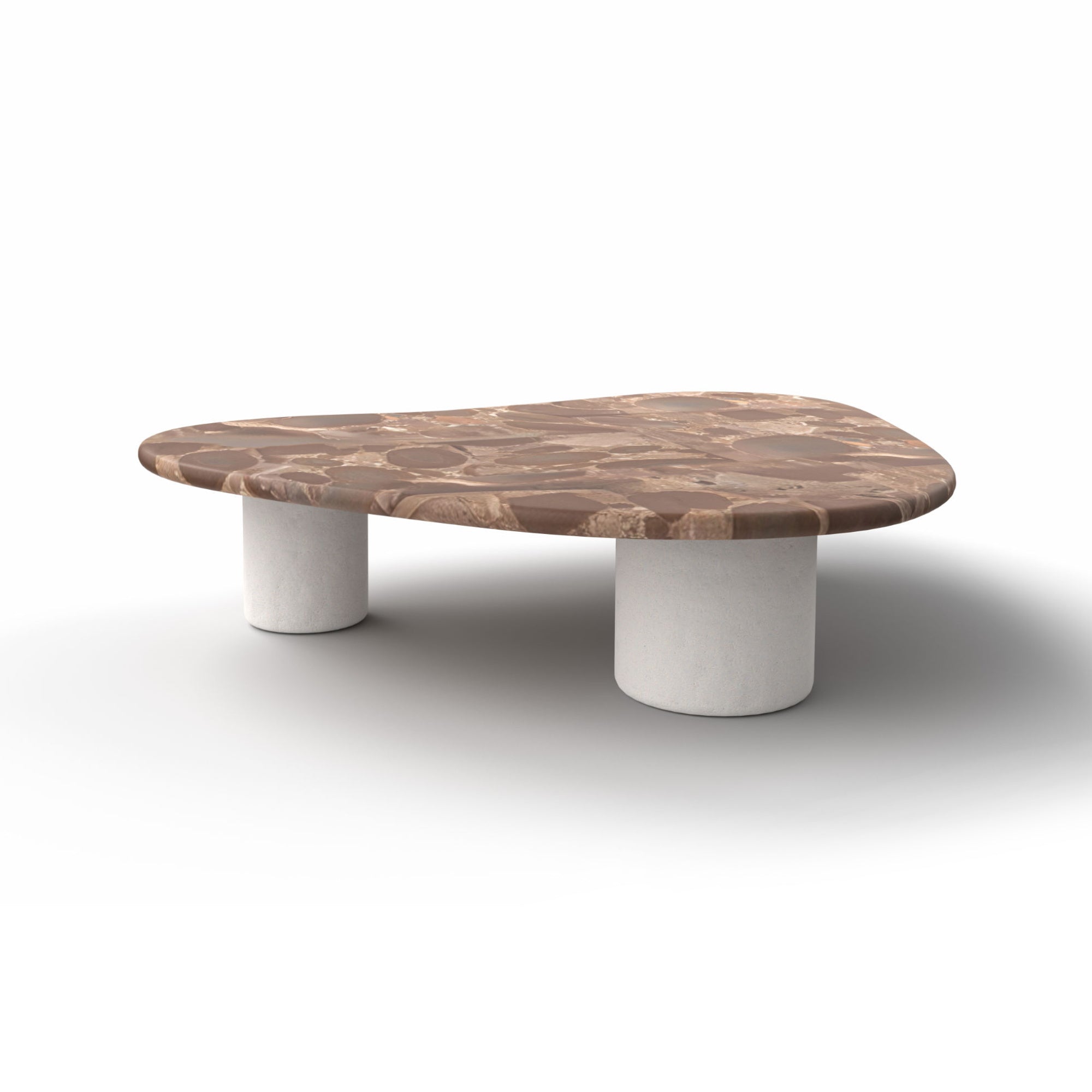 Gian and Pan 124 Coffee Table - White Cement/Ceppo Appia Antica Marble T212-1