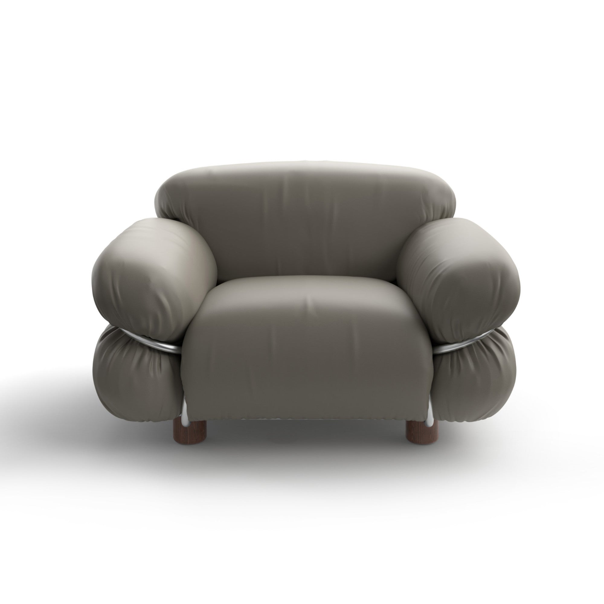 Sesann 110 Armchair - Dark Walnut T134 / Polished Chrome T23 / Leather 2 (Guarana 1013)-3