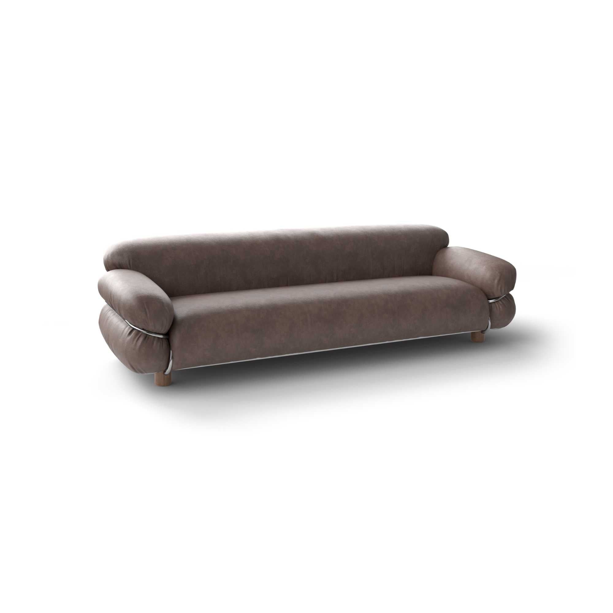 Sesann 240 Sofa - Walnut/Polished Chrome/Leather 3 (Zahir 07)-1