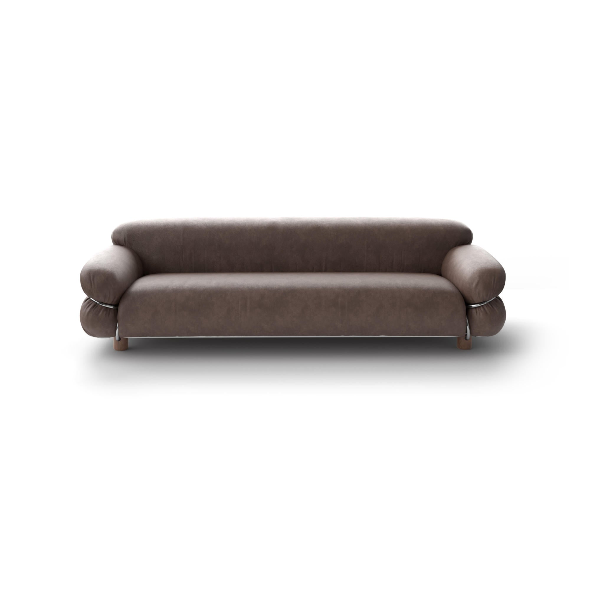 Sesann 240 Sofa - Walnut/Polished Chrome/Leather 3 (Zahir 07)-2