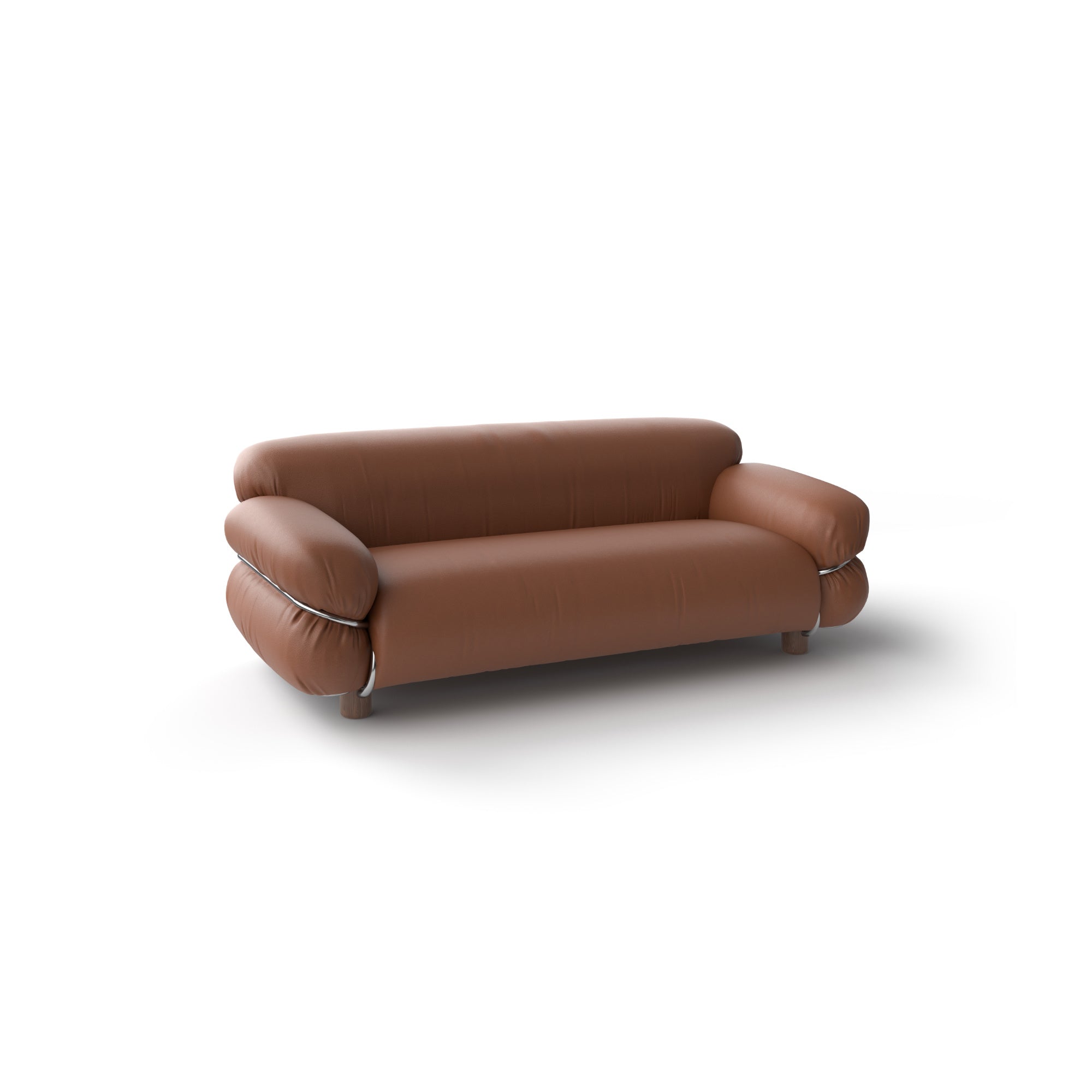 Sesann 180 Sofa - Dark Walnut T134/Chrome T23/Leather 2 (Guarana 2006)-1