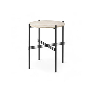 TS 45126 Outdoor Side Table - Black/Neutral White Travertine