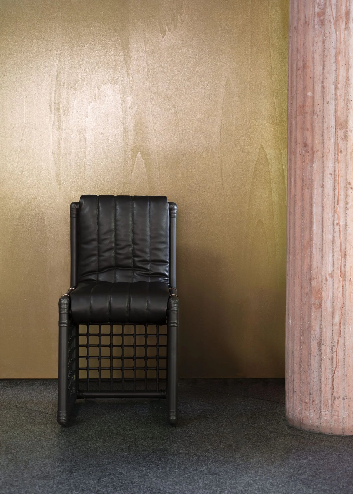 Basilan 0BSLSD01 With Cushion Dining Chair - Matt Chocolate Stained Rattan/Leather 3 (Anilina 07)