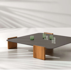 Tao OJTG01 Outdoor Coffee Table - Iroko Wood (LE20)/White Lime Gres (MA14)