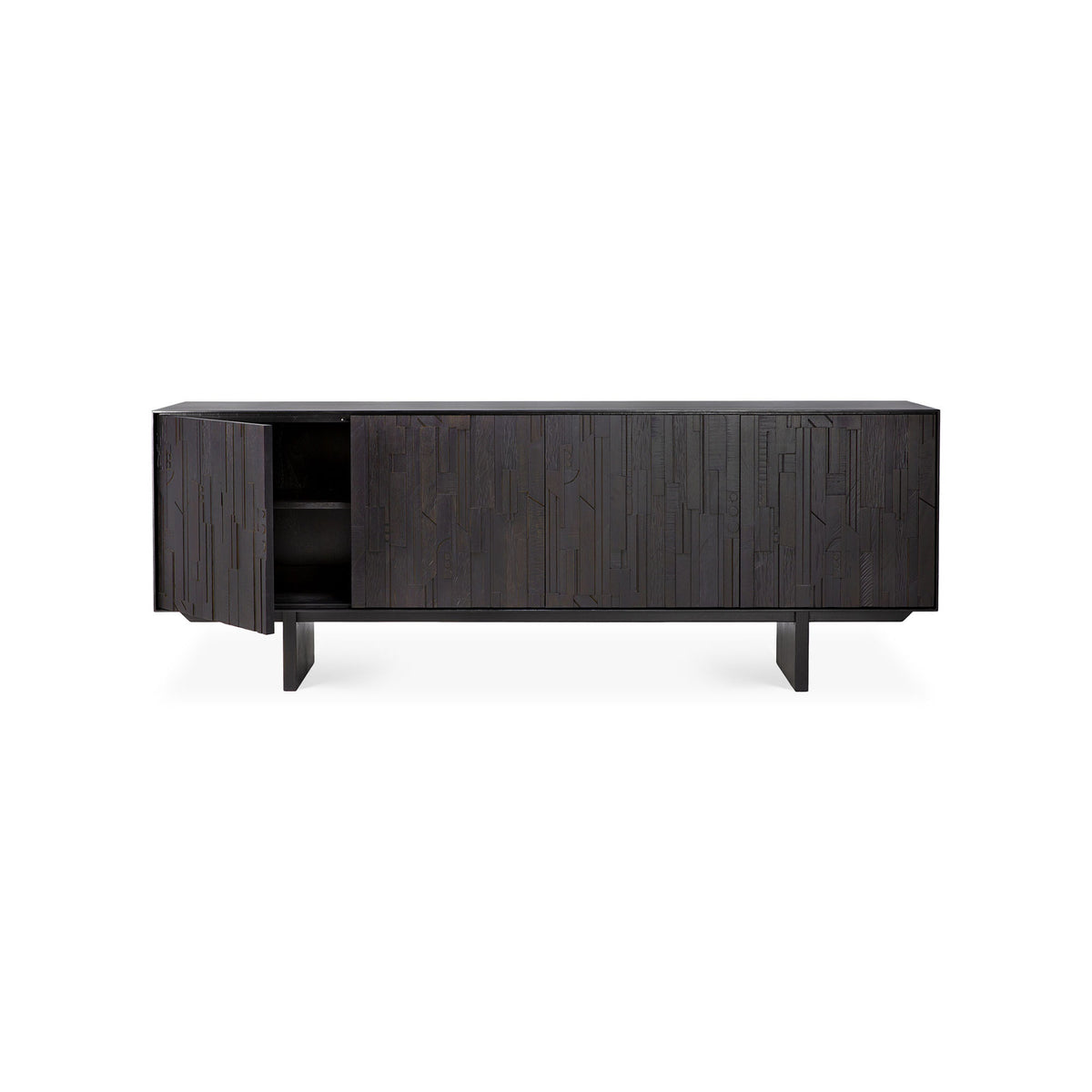 خزانة جانبية موزاييك 10071 - خشب الساج المصقول باللون الأسود-3