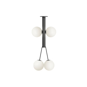 Thick Tube and Globes P01 Pendant Lamp - Black