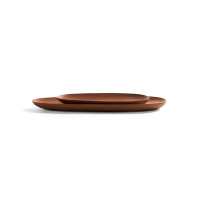 Thin Oval Board Tray - Varnished Mahogany  (Set of 2)