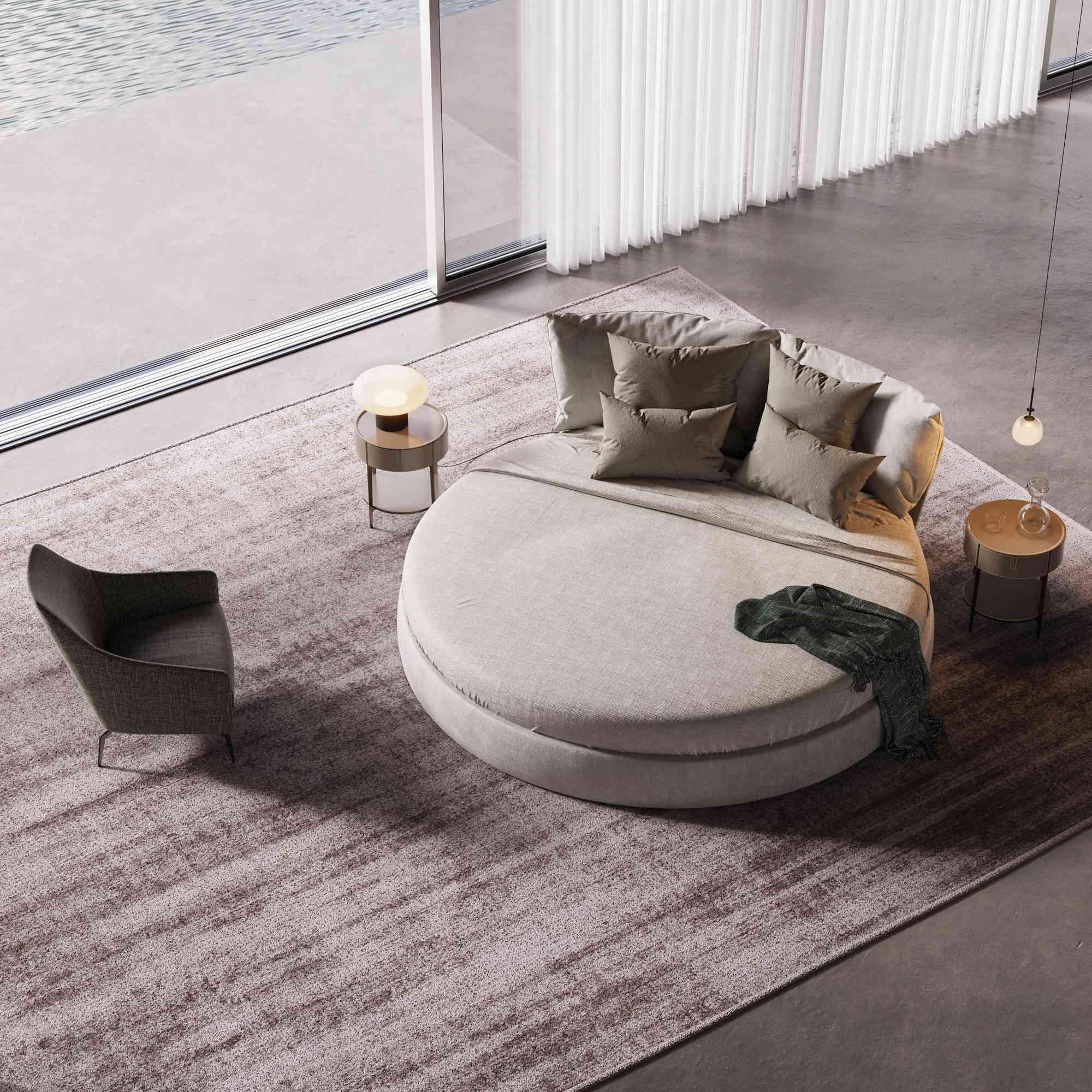 Timeo Round LTM240 Bed - Fabric (C 2531)-4