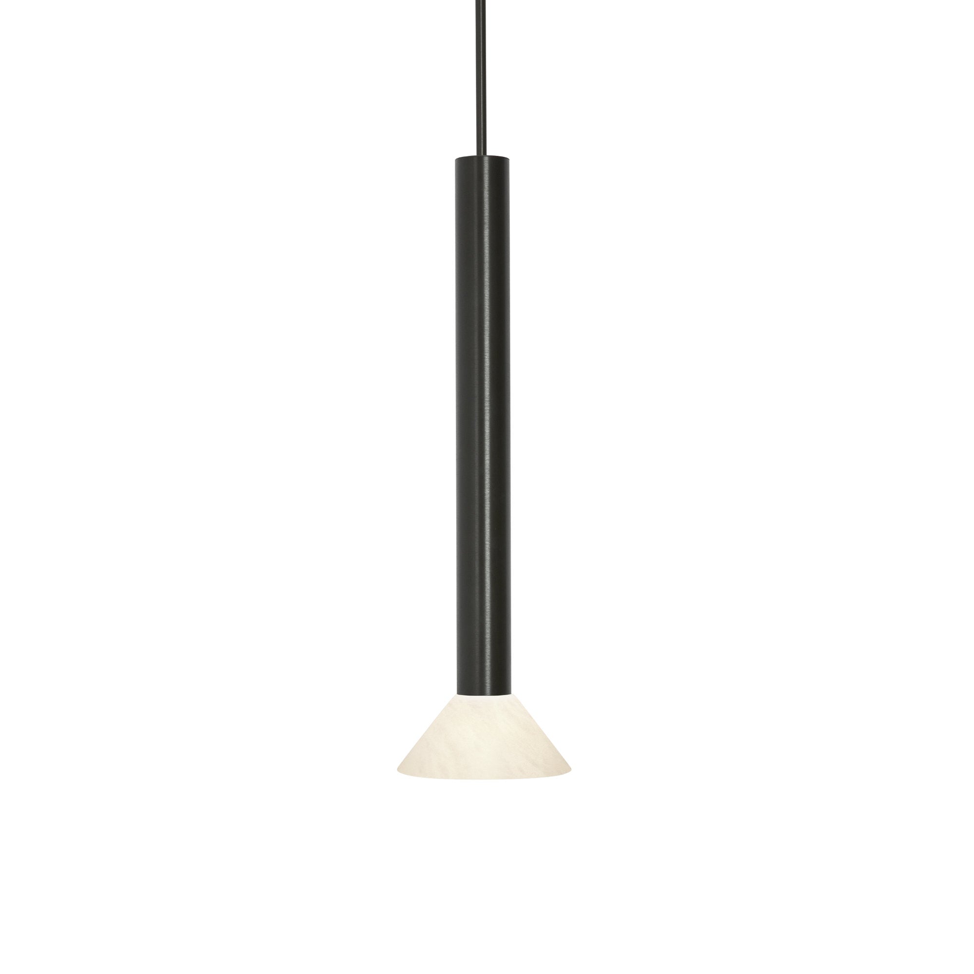 Torres with Ceiling Rose Tall Pendant Lamp - Bronzed with Honed Alabaster