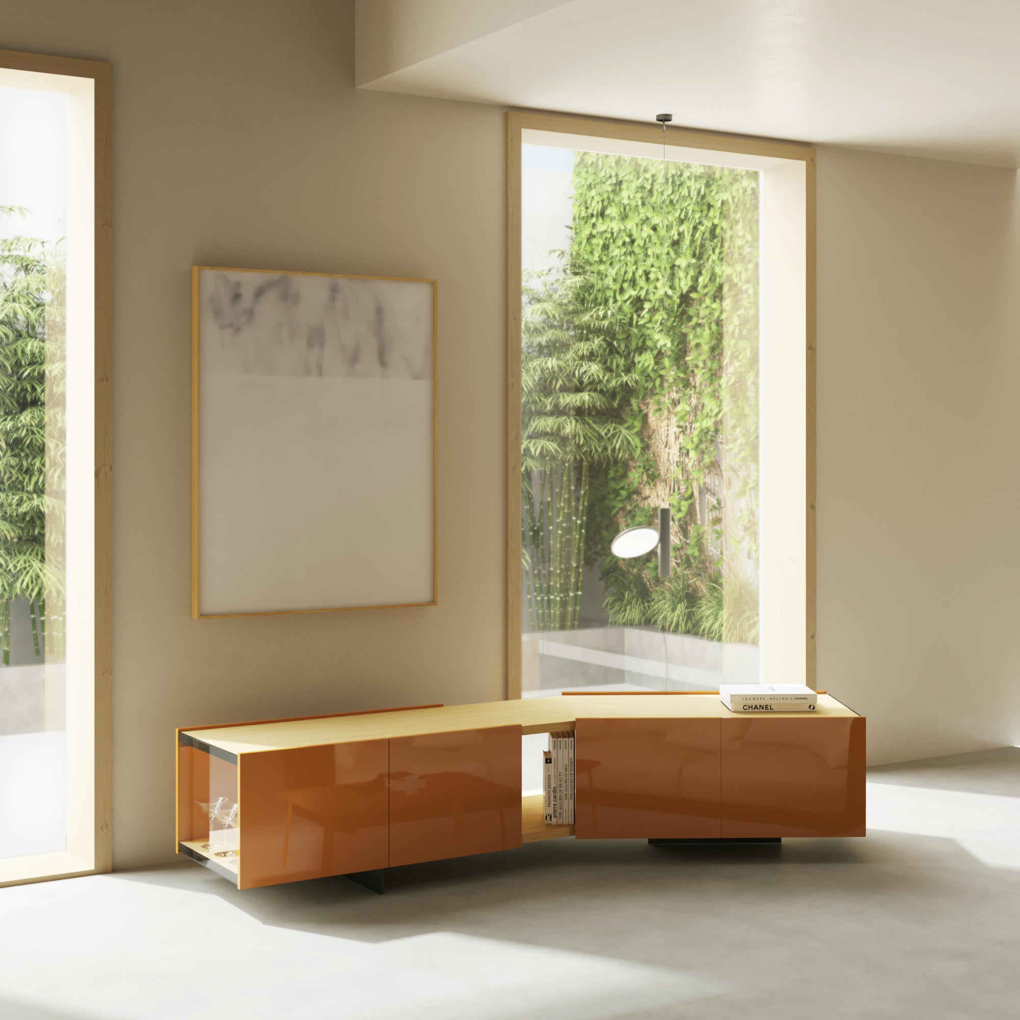 Toscana Firenze FIR400 Low Leg Sideboard - Whitened Oak/Olive Green