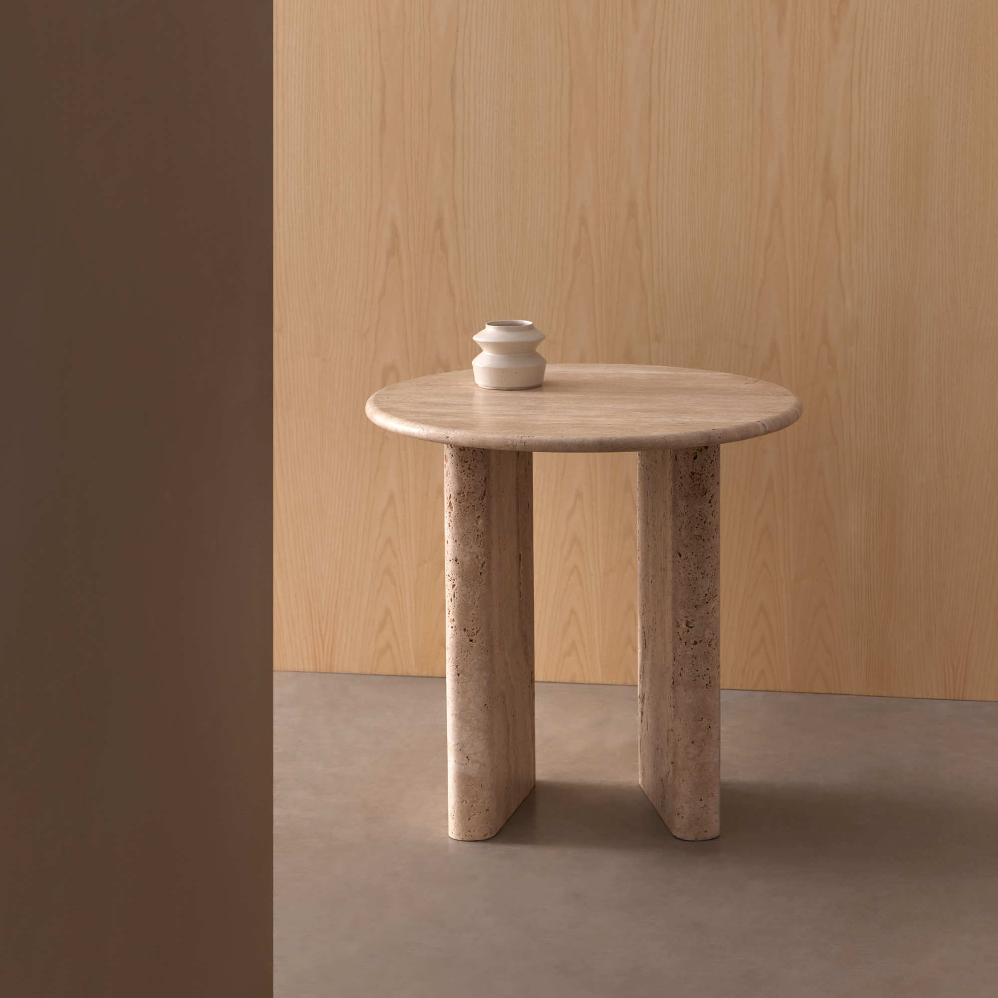 Treviso TRAV-55 Side Table - Travertine Marble-2