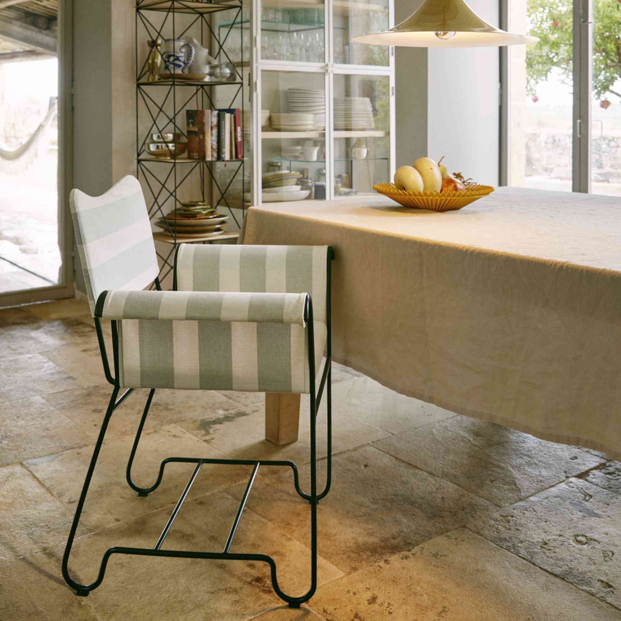 Tropique 44369 Outdoor Dining Chair - White/Fabric A (Leslie Stripe 020)-7