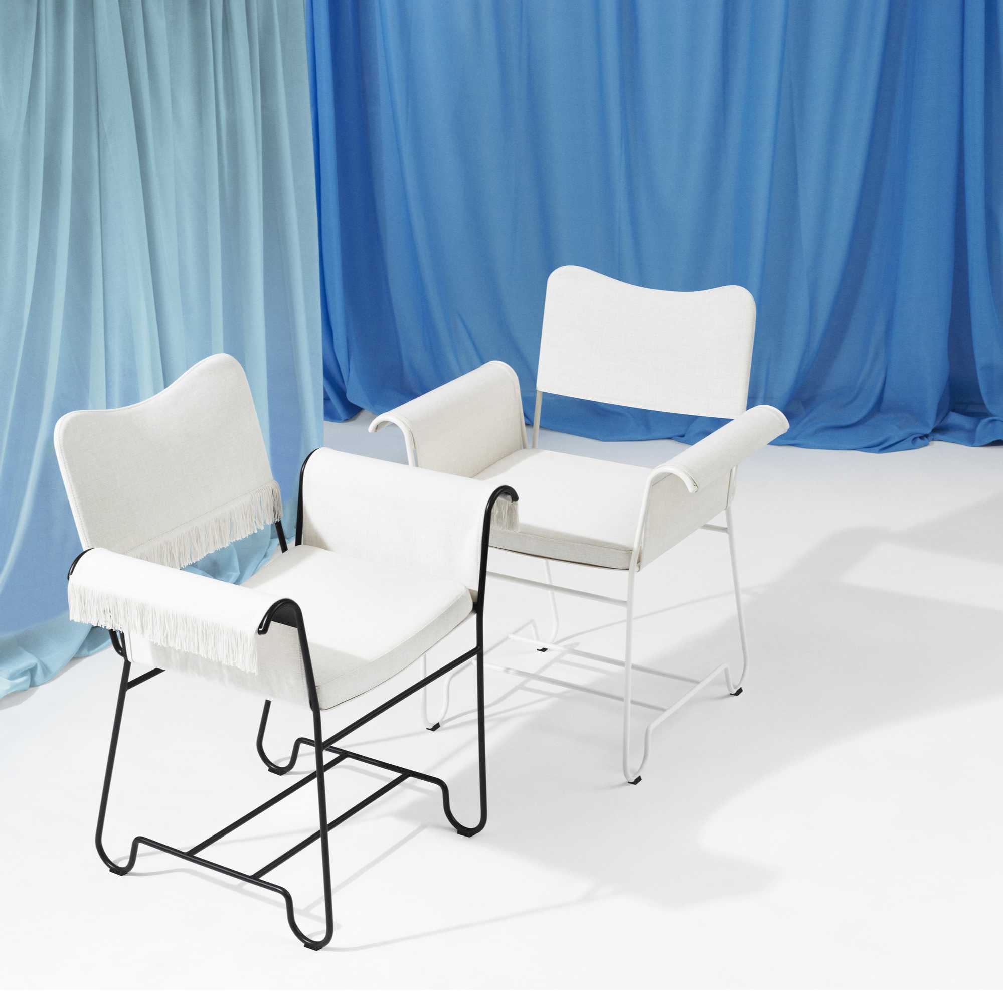 Tropique 44369 Outdoor Dining Chair - White/Fabric A (Leslie 006)