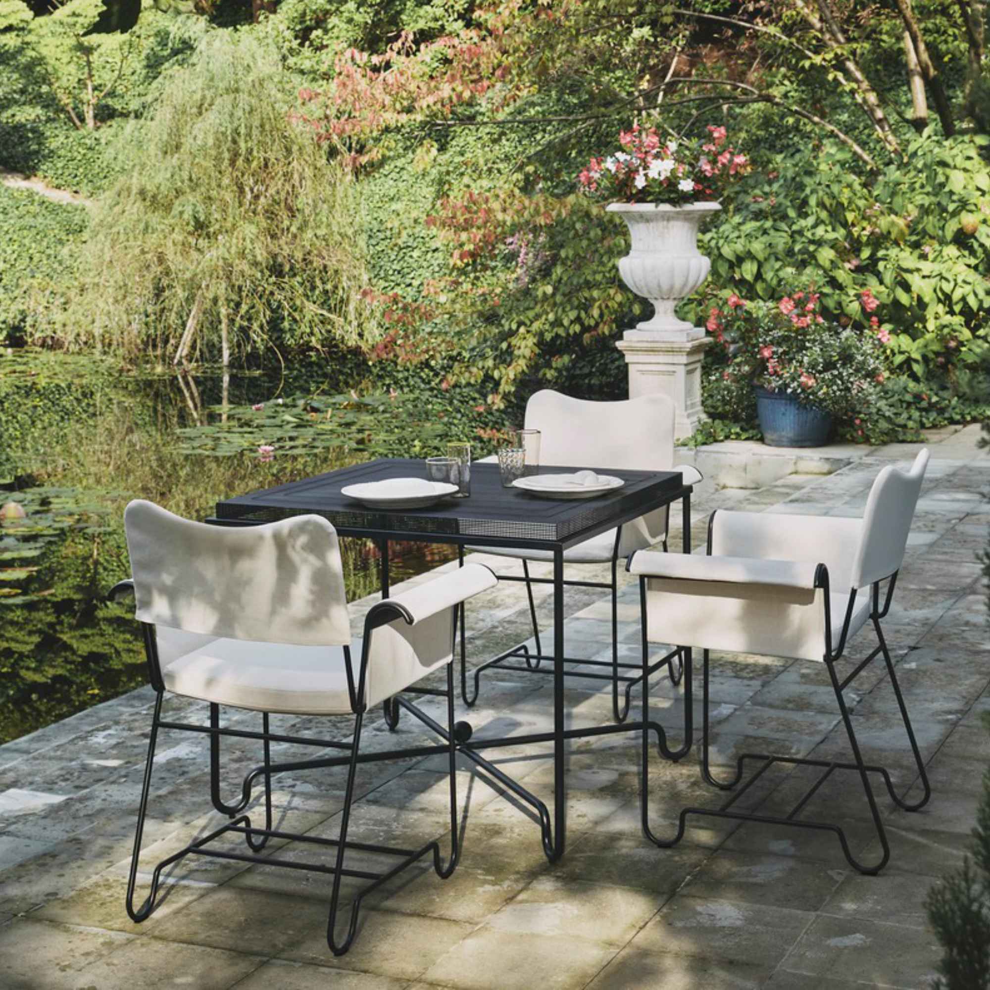 Tropique 44369 Outdoor Dining Chair - Black/Fabric A (Leslie 006)-4