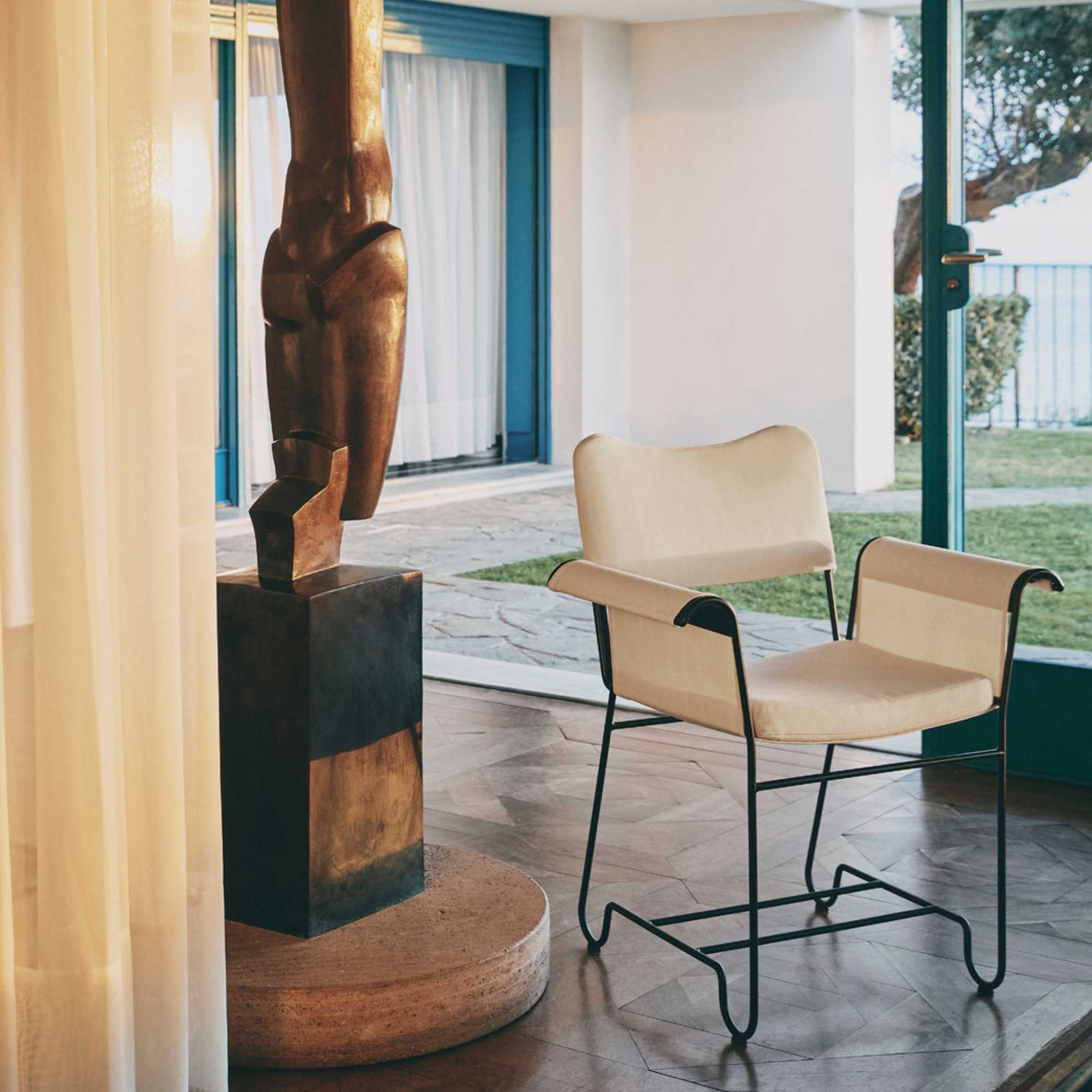 Tropique 44369 Outdoor Dining Chair - White/Fabric A (Leslie 012)-3