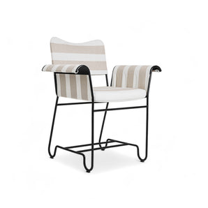 Tropique 44369 Outdoor Dining Chair - Black/Fabric A (Leslie Stripe 040)