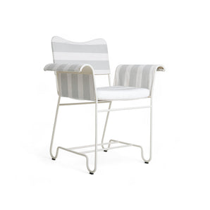 Tropique 44369 Outdoor Dining Chair - White/Fabric A (Leslie Stripe 020)