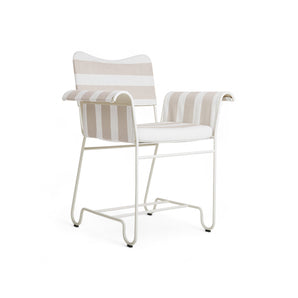 Tropique 44369 Outdoor Dining Chair - White/Fabric A (Leslie Stripe 040)