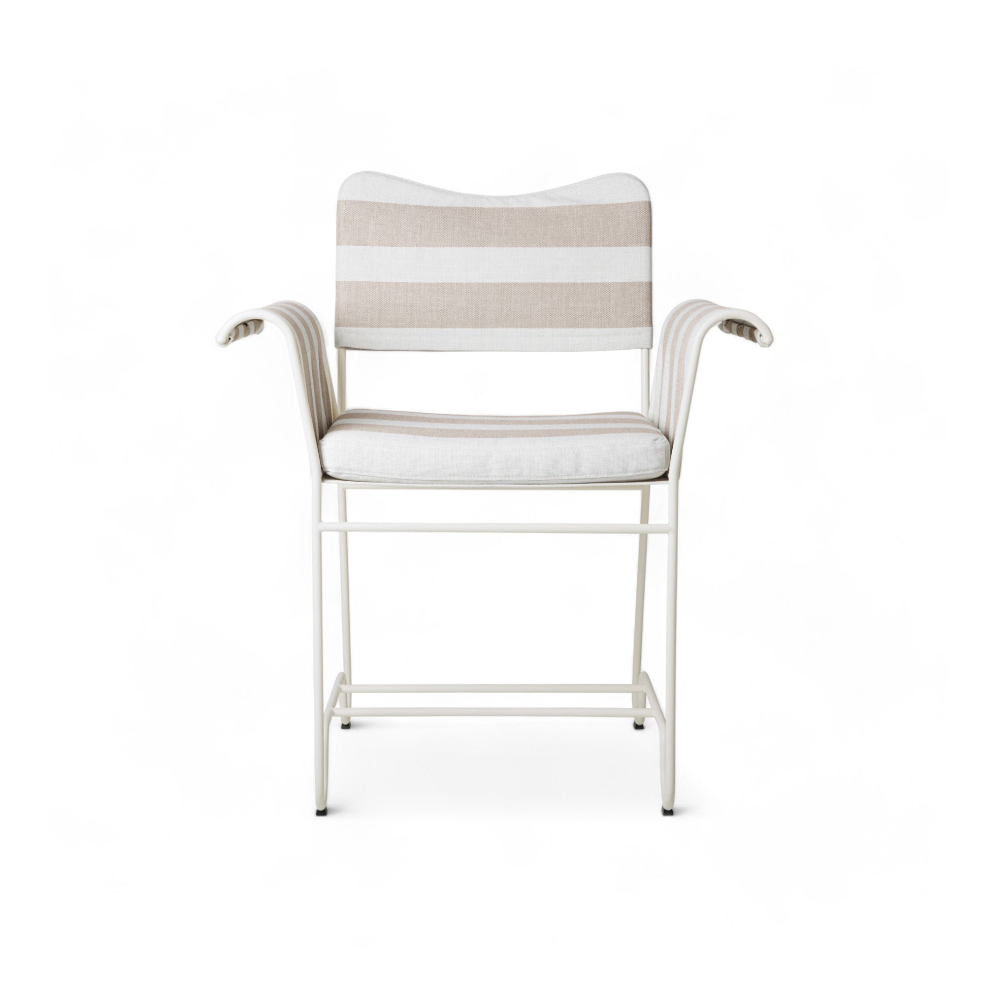 Tropique 44369 Outdoor Dining Chair - White/Fabric A (Leslie Stripe 040)-3
