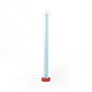 Tube And Rectangle F01 Floor Lamp - White/Red/Light Blue