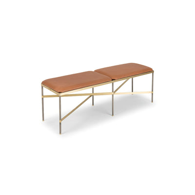 Twine Bench - Satin Iron/Leather (Cognac)