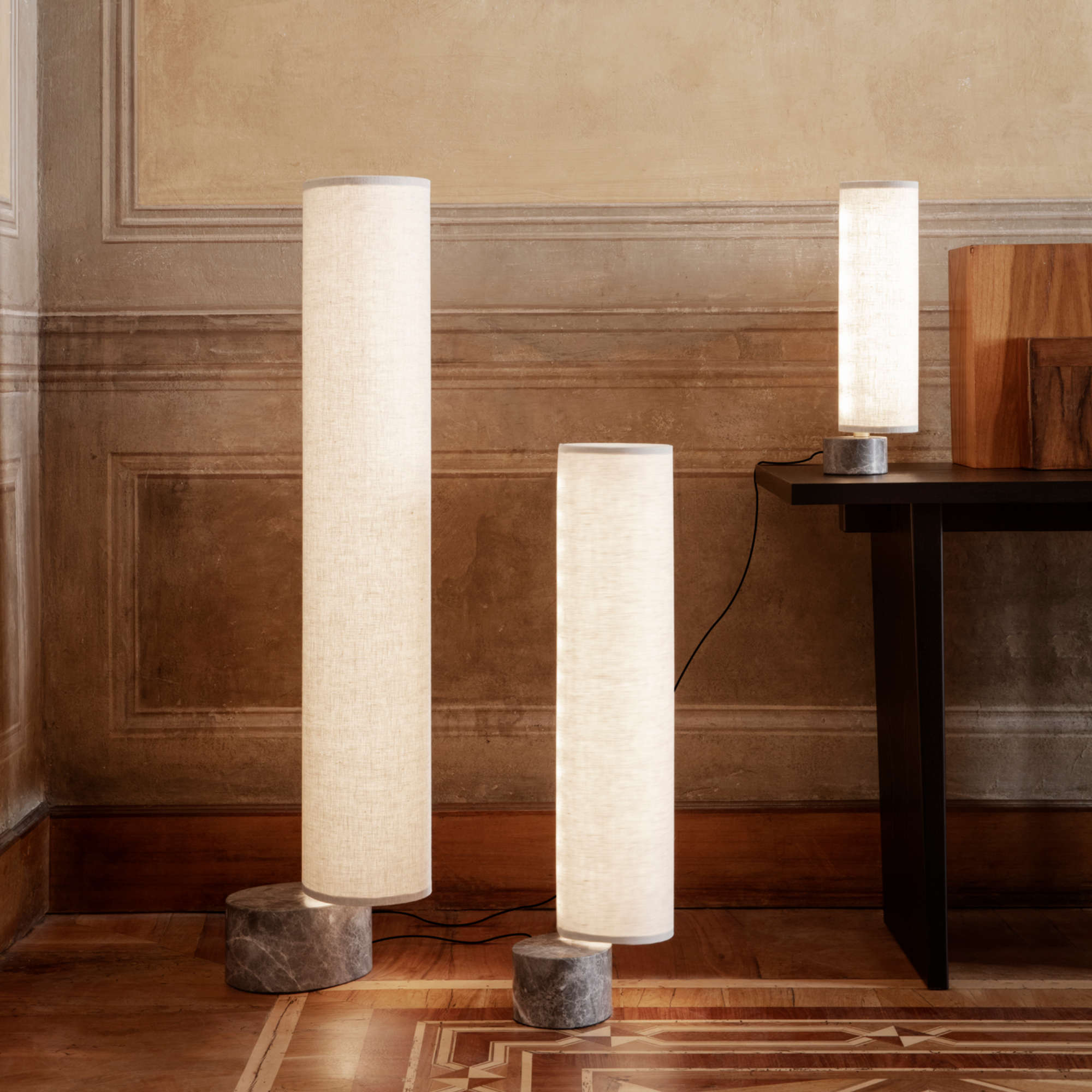 Unbound 10083622 Floor Lamp - Grey Marble/Canvas-2