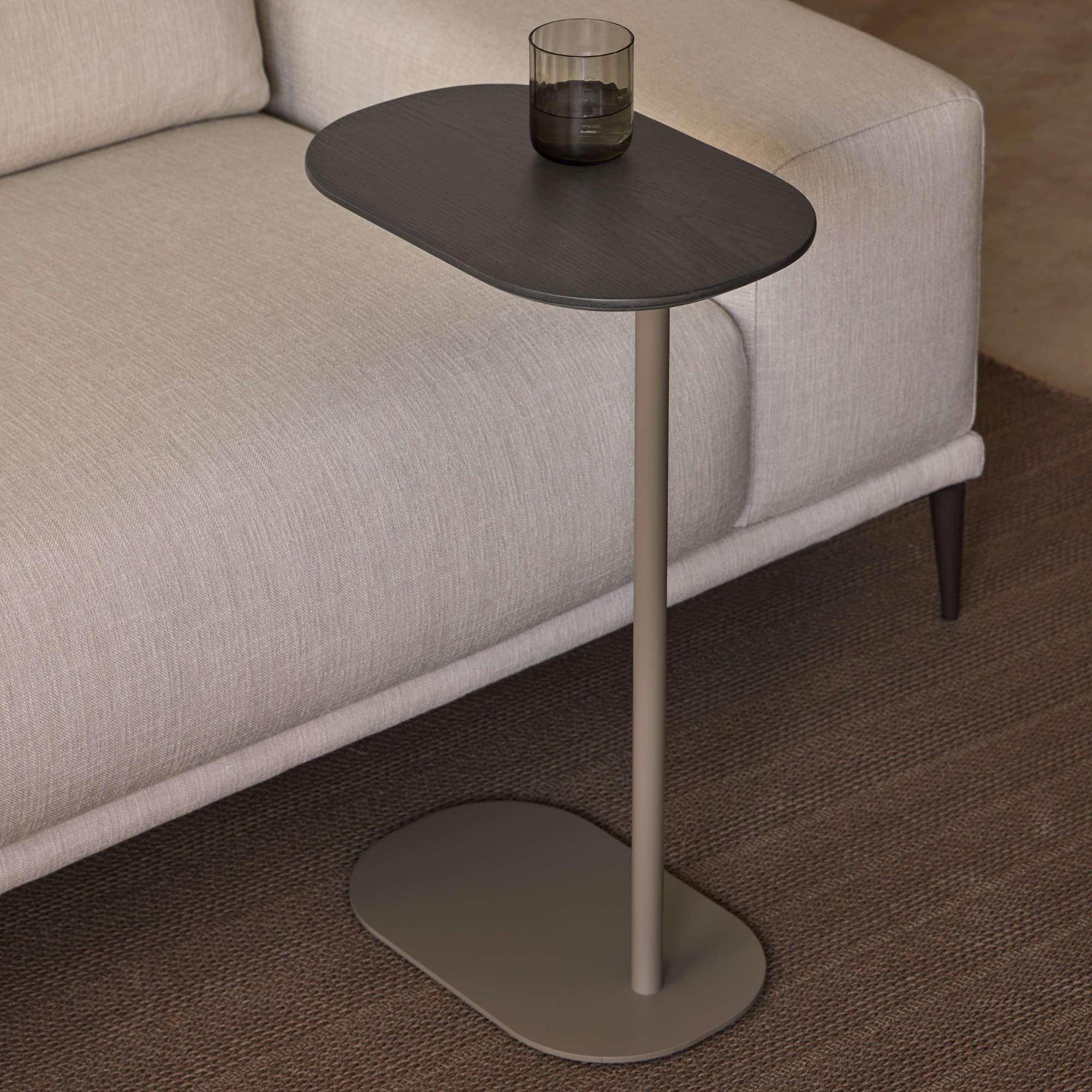 Une UNE-42 Side Table - Taupe/Ash Stained Oak-3