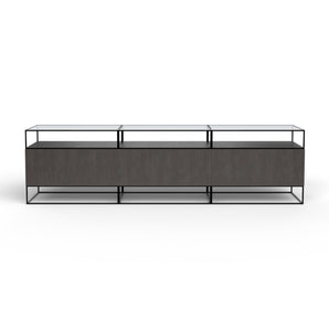 Unit Sideboard  - Black (ME09)/Grey Wood (LE12)/Transparent Glass (VE01)