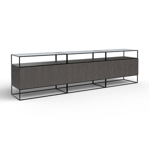 Unit Sideboard  - Black (ME09)/Grey Wood (LE12)/Transparent Glass (VE01)