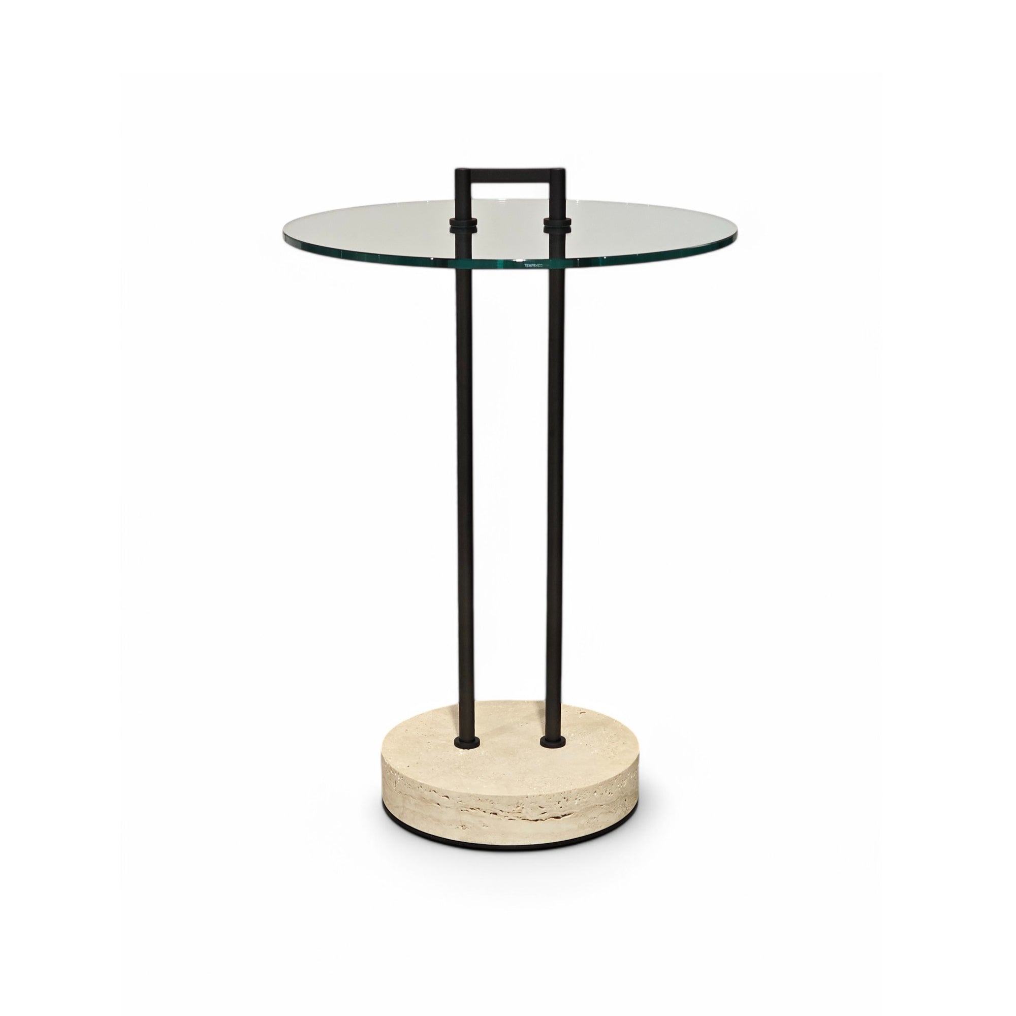Urbino Marble MT007M Side Table - Travertine/Bronze/Dark Bronze Glass-1
