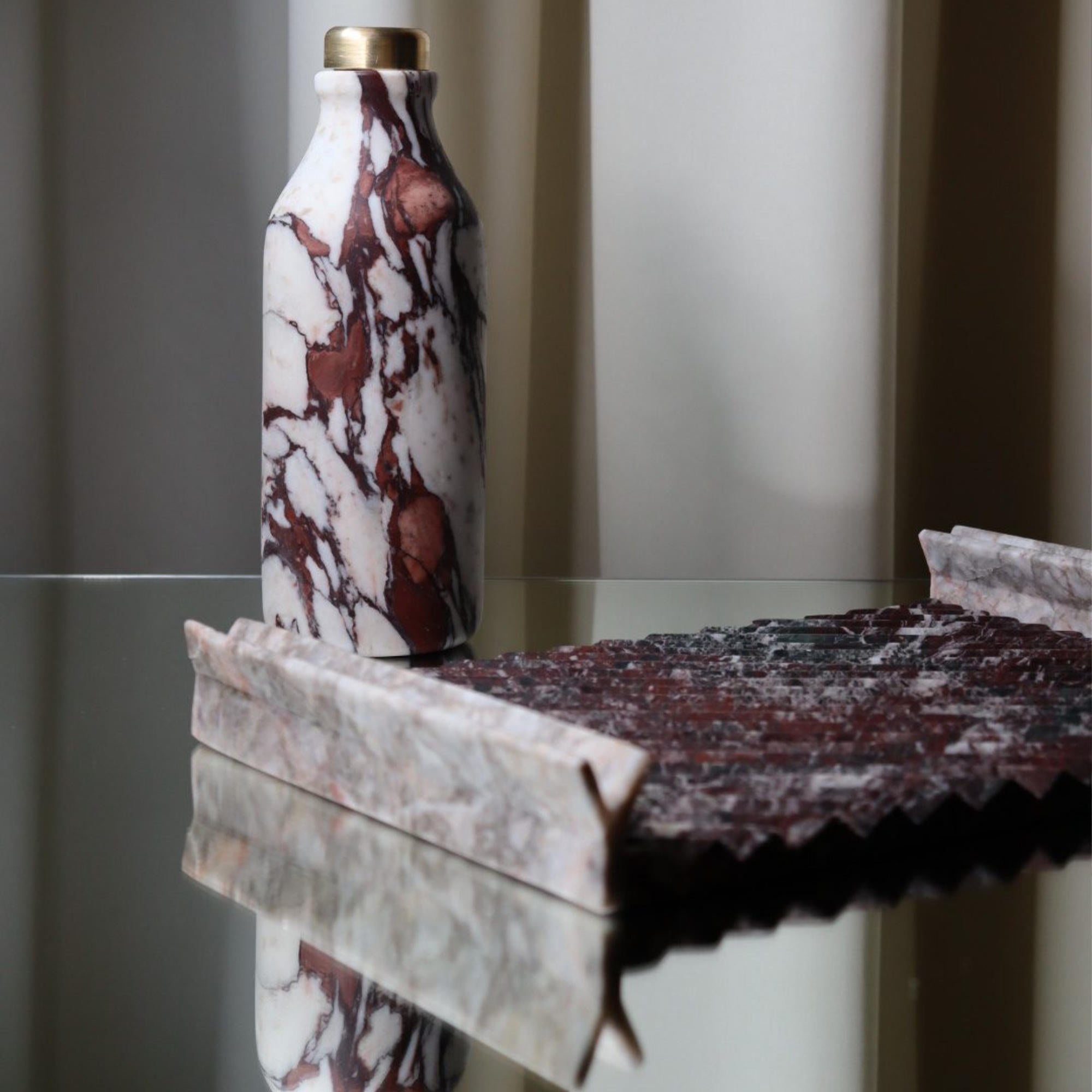 Versi Small Tray - Red Levanto Marble/Fior di Pesco Carnico Stone-2