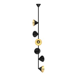 Vertical One 6 Cones Pendant Lamp - Black/Brass